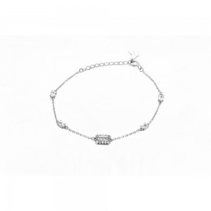 Βραχιόλι Ροζέτα Λευκά ζιργκόν Ασήμι 925  KSE161