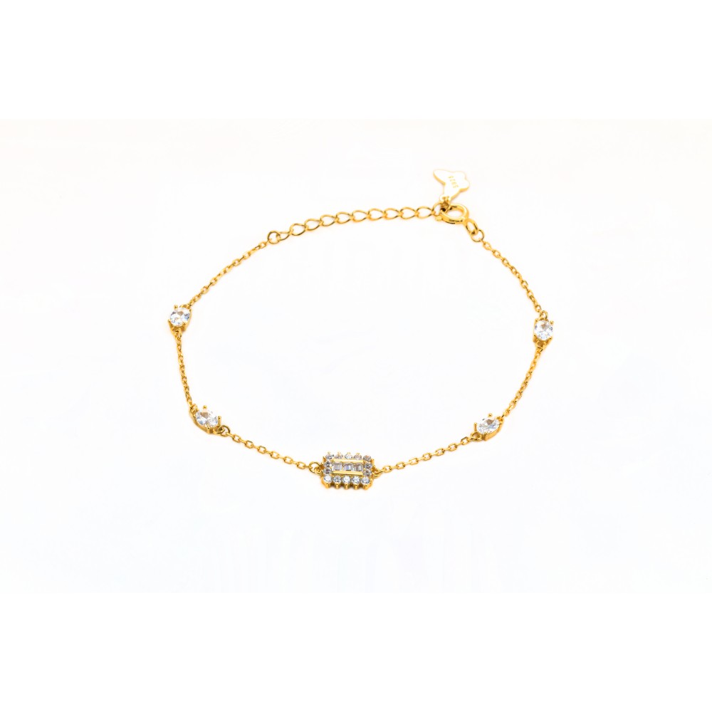 Βραχιόλι Ροζέτα Λευκά ζιργκόν Επιχρυσωμένο Ασήμι 925  KSE162