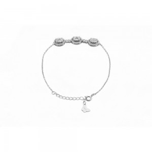 Βραχιόλι Ροζέτα  Λευκά ζιργκόν Ασήμι 925  KSE163