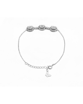 Βραχιόλι Ροζέτα  Λευκά ζιργκόν Ασήμι 925  KSE163