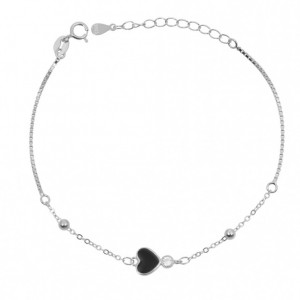 Βραχιόλι Καρδιά σμάλτο ασήμι 925° KL000016