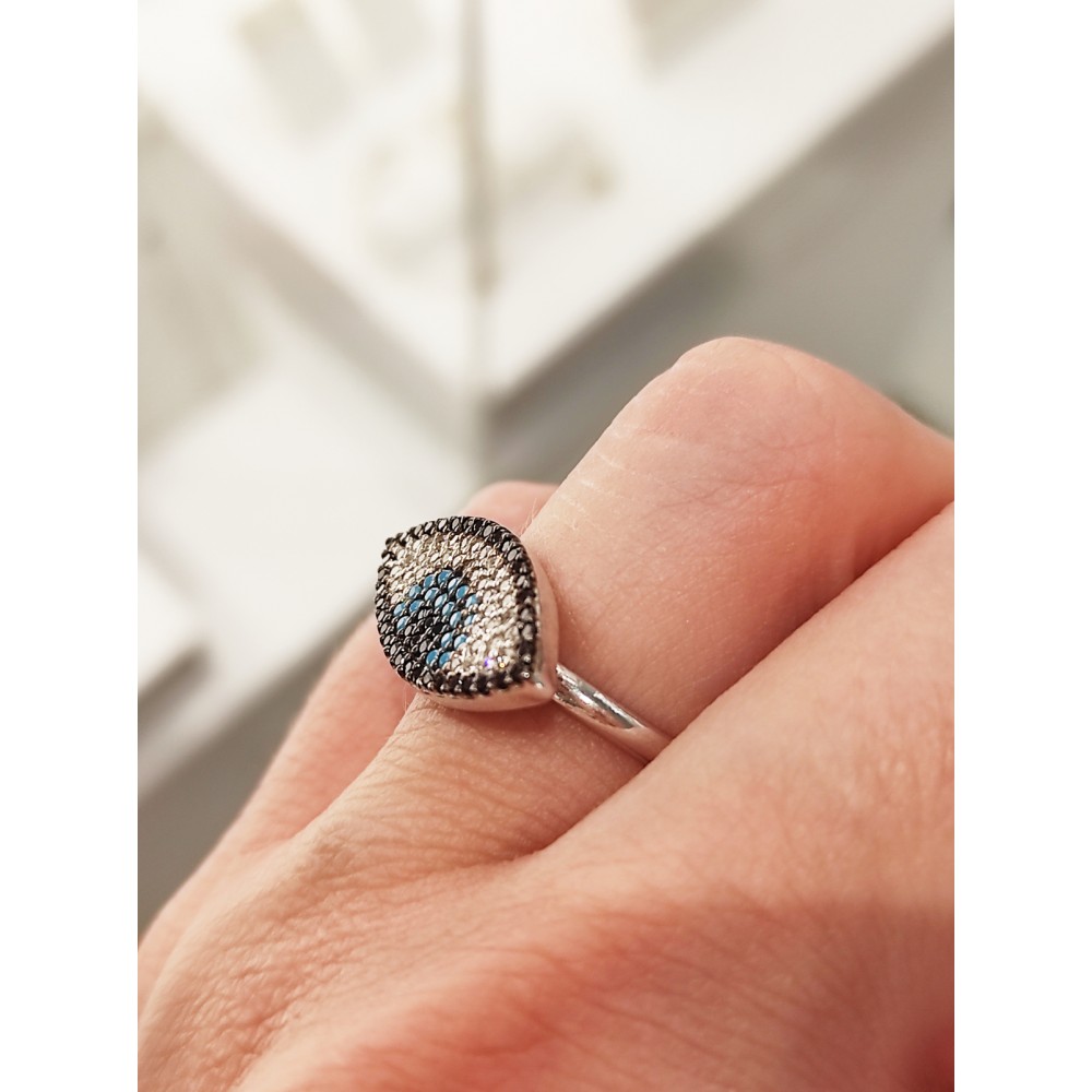 Γυναικείο Δαχτυλίδι Mάτι ασήμι 925° KL00011 - Ασημί