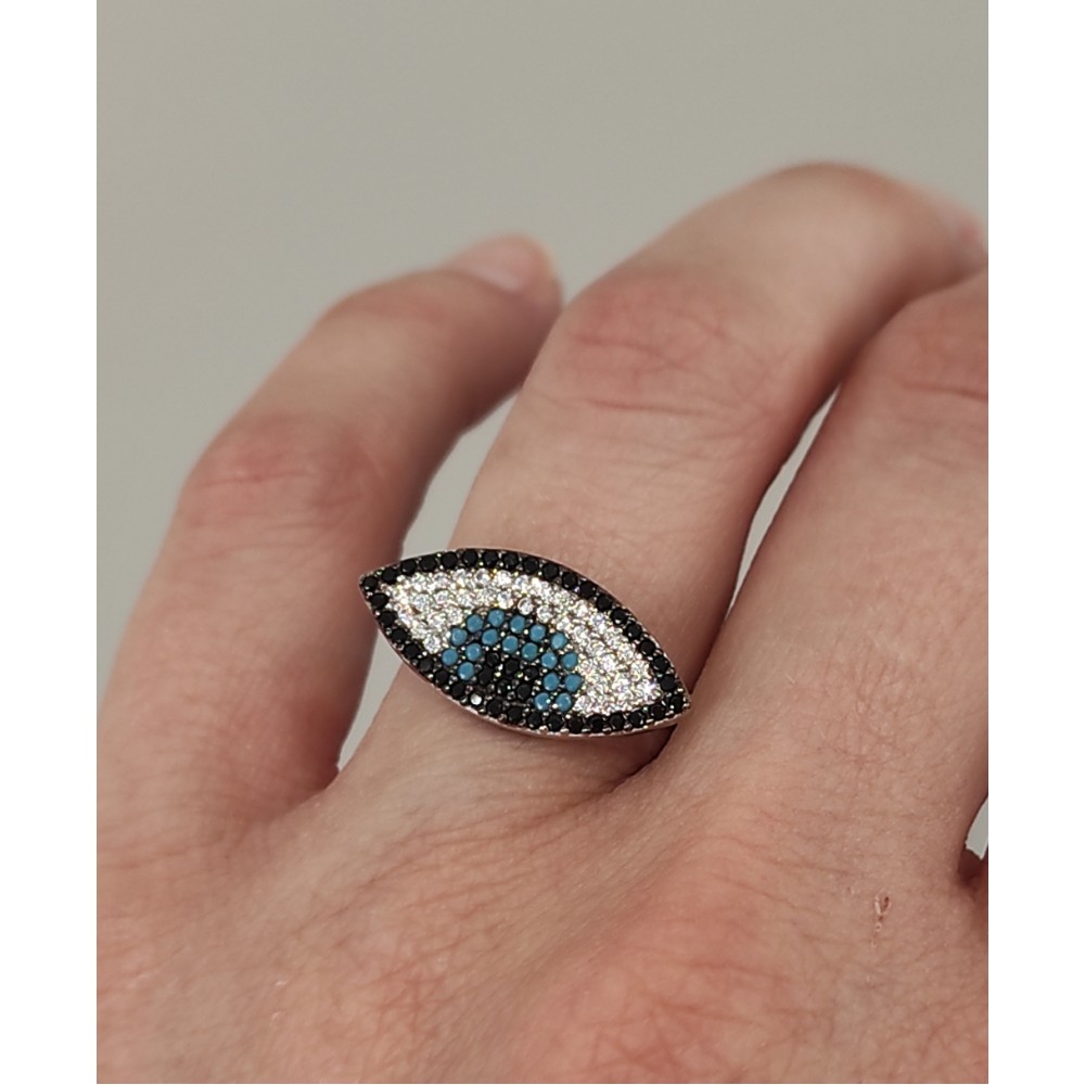 Γυναικείο Δαχτυλίδι Mάτι ασήμι 925° KL00011 - Ασημί