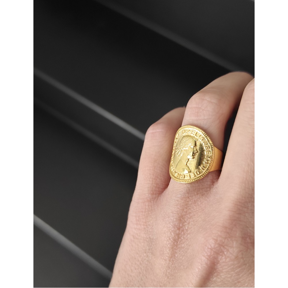  Δαχτυλίδι Λίρα Βασίλισσα Επίχρυσο Ασήμι 925 KSE151