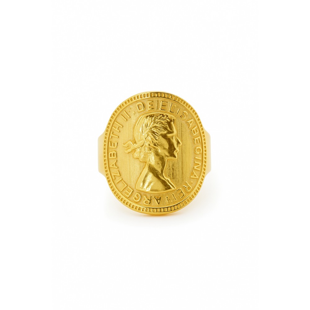  Δαχτυλίδι Λίρα Βασίλισσα Επίχρυσο Ασήμι 925 KSE151