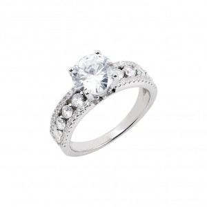 Ring Solitaire White zircon Silver 925 RG-023