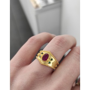 Ring Byzantine Gold-plated Silver 925 RG-022