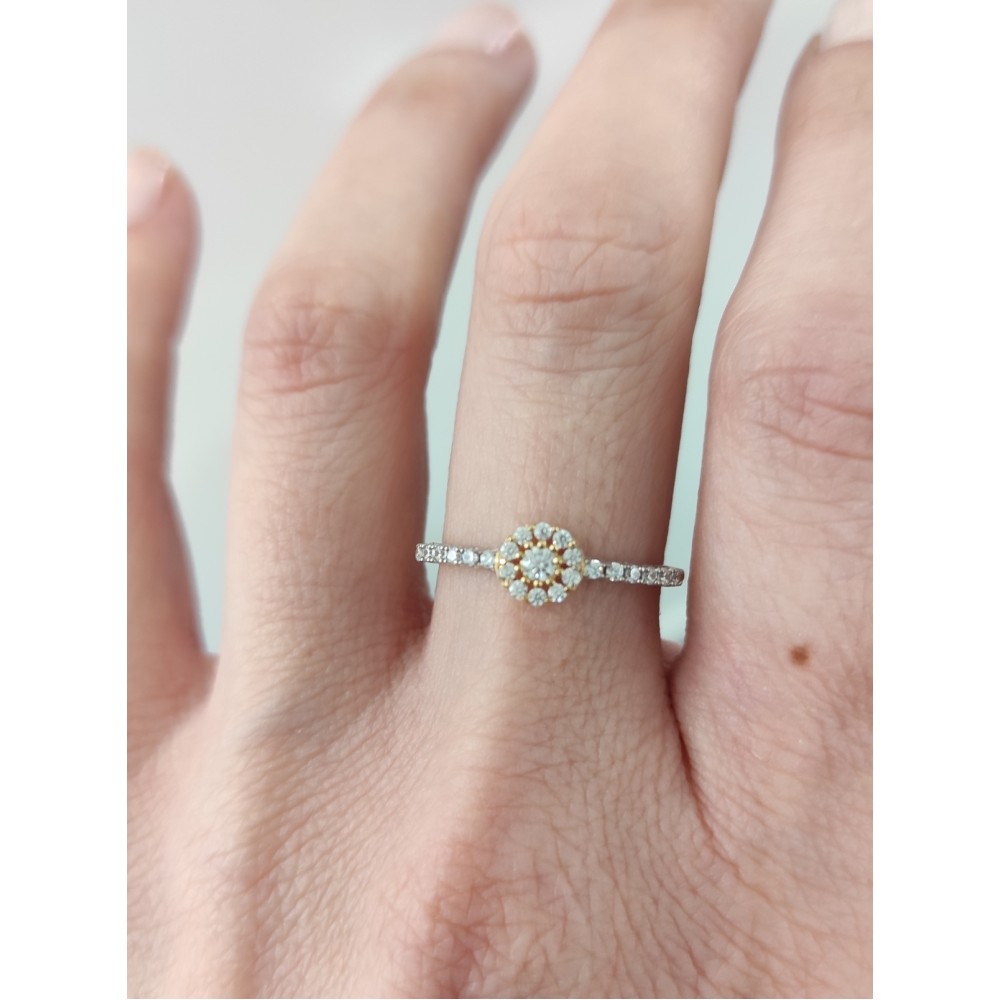  Δαχτυλίδι Ροζέτα Δίχρωμη Χρυσό 14Κ Λευκα ζιργκόν KSE1164