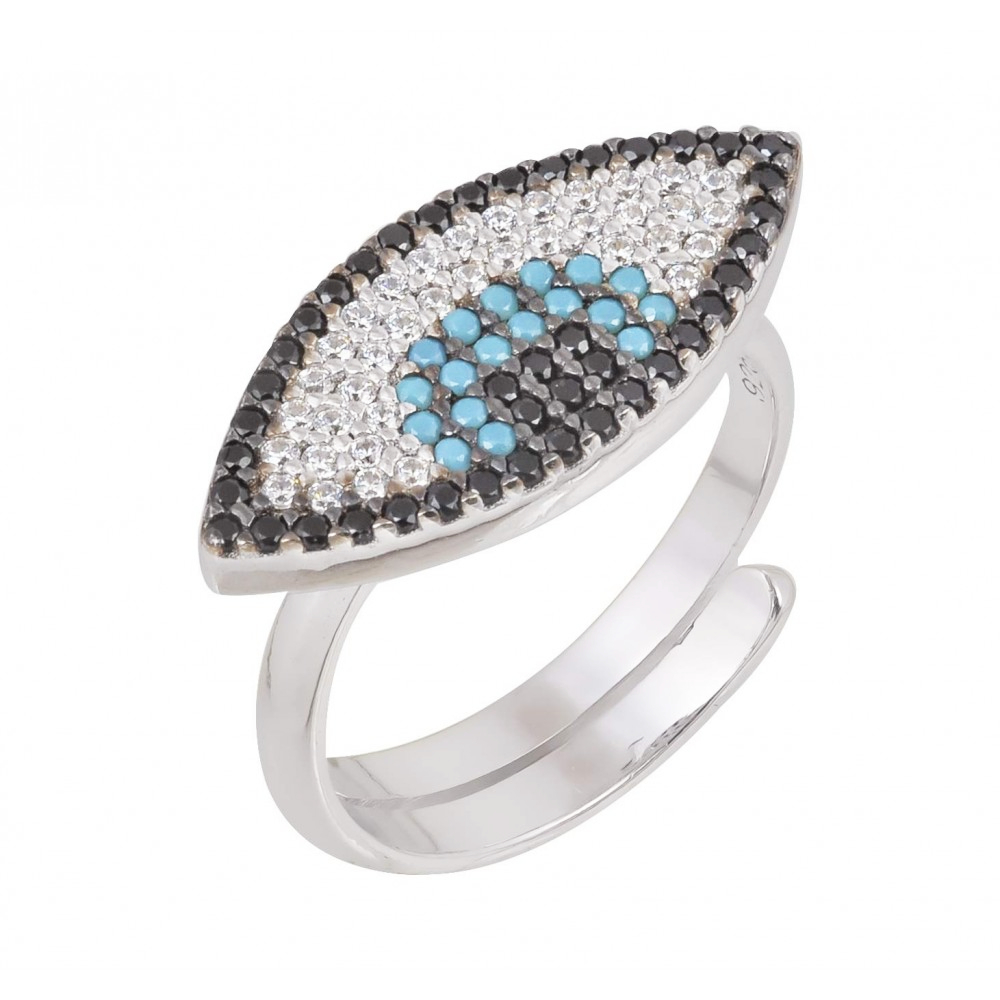 Γυναικείο Δαχτυλίδι Mάτι ασήμι 925° KL00011 - Ασημί