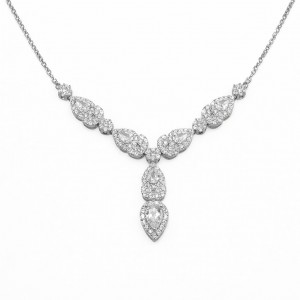 Γυναικείο Κολιέ Ροδιωμένο Ασήμι 925 με Ζιργκόν & Κρεμαστό Σχέδιο Δάκρυ KS-040