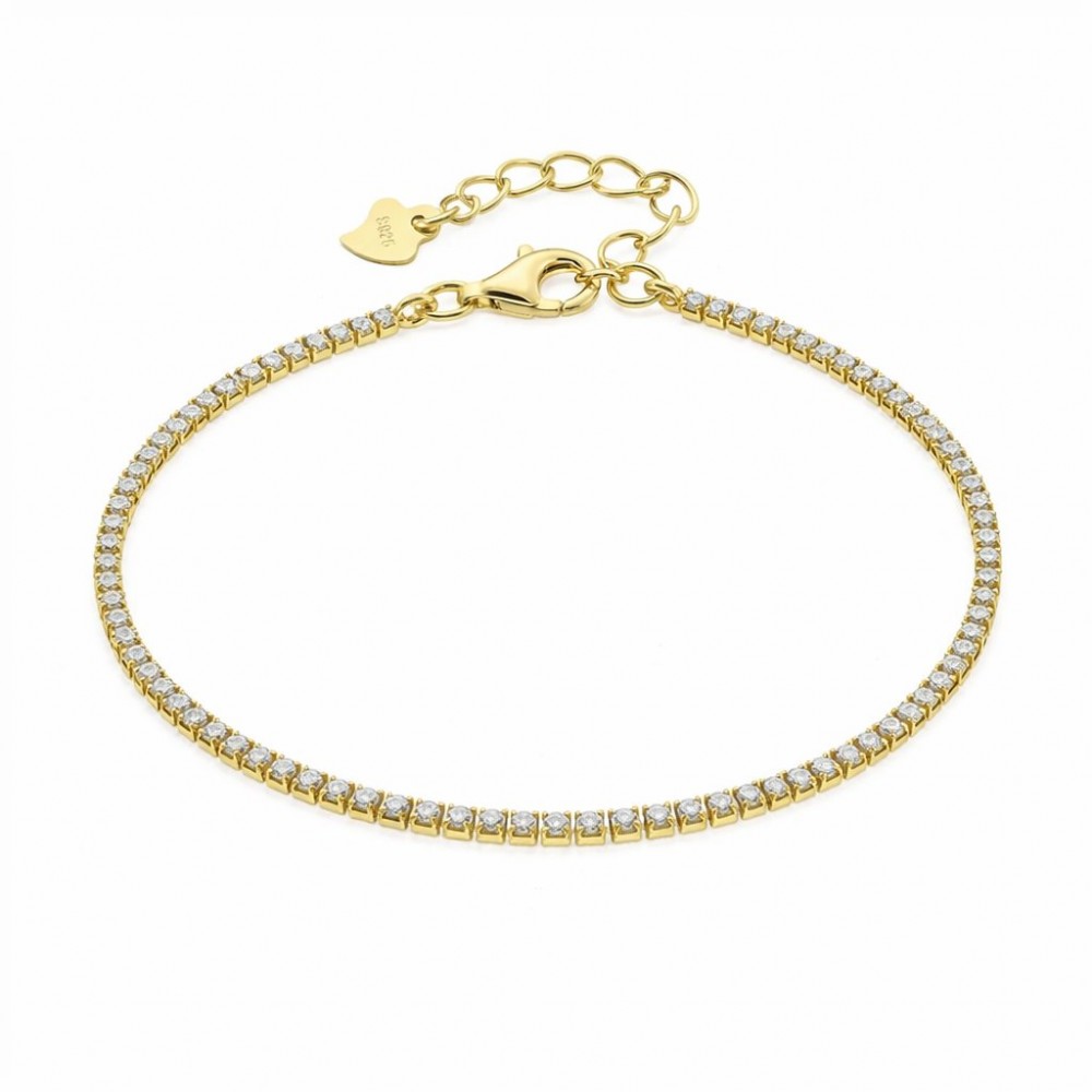 Γυναικείο Βραχιόλι Ριβιέρα Ροδιωμένο Επίχρυσο Ασήμι 925 με Ζιργκόν 1.5mm KS-041