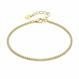 Γυναικείο Βραχιόλι Ριβιέρα Ροδιωμένο Επίχρυσο Ασήμι 925 με Ζιργκόν 1.5mm KS-041