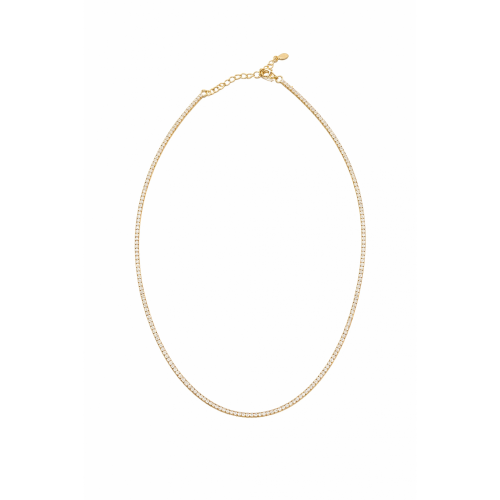  Γυναικείο Κολιέ Ριβιέρα Ροδιωμένο Επίχρυσο Ασήμι 925 με Ζιργκόν 1.5mm KS-042