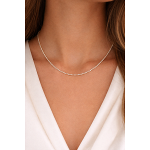  Γυναικείο Κολιέ Ριβιέρα Ροδιωμένο Επίχρυσο Ασήμι 925 με Ζιργκόν 1.5mm KS-042