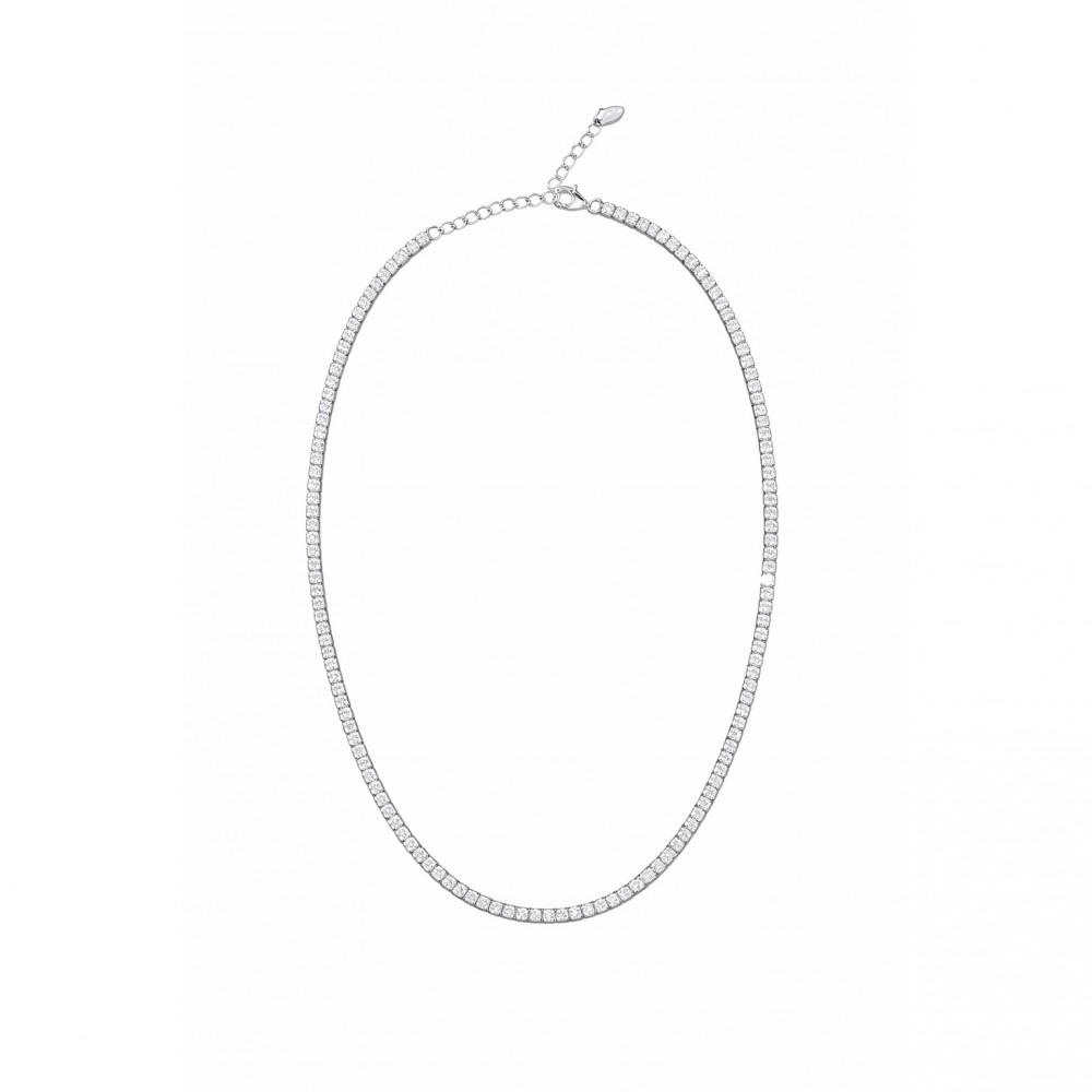 Γυναικείο Κολιέ Ριβιέρα Ροδιωμένο Ασήμι 925 με Ζιργκόν 2.5mm KS-043