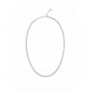 Γυναικείο Κολιέ Ριβιέρα Ροδιωμένο Ασήμι 925 με Ζιργκόν 3mm KS-044