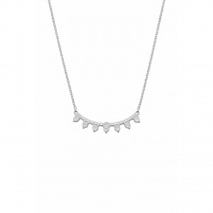 Γυναικείο Κολιέ Ροδιωμένο Ασήμι 925 με Ζιργκόν & Κρεμαστά Στοιχεία KS-045