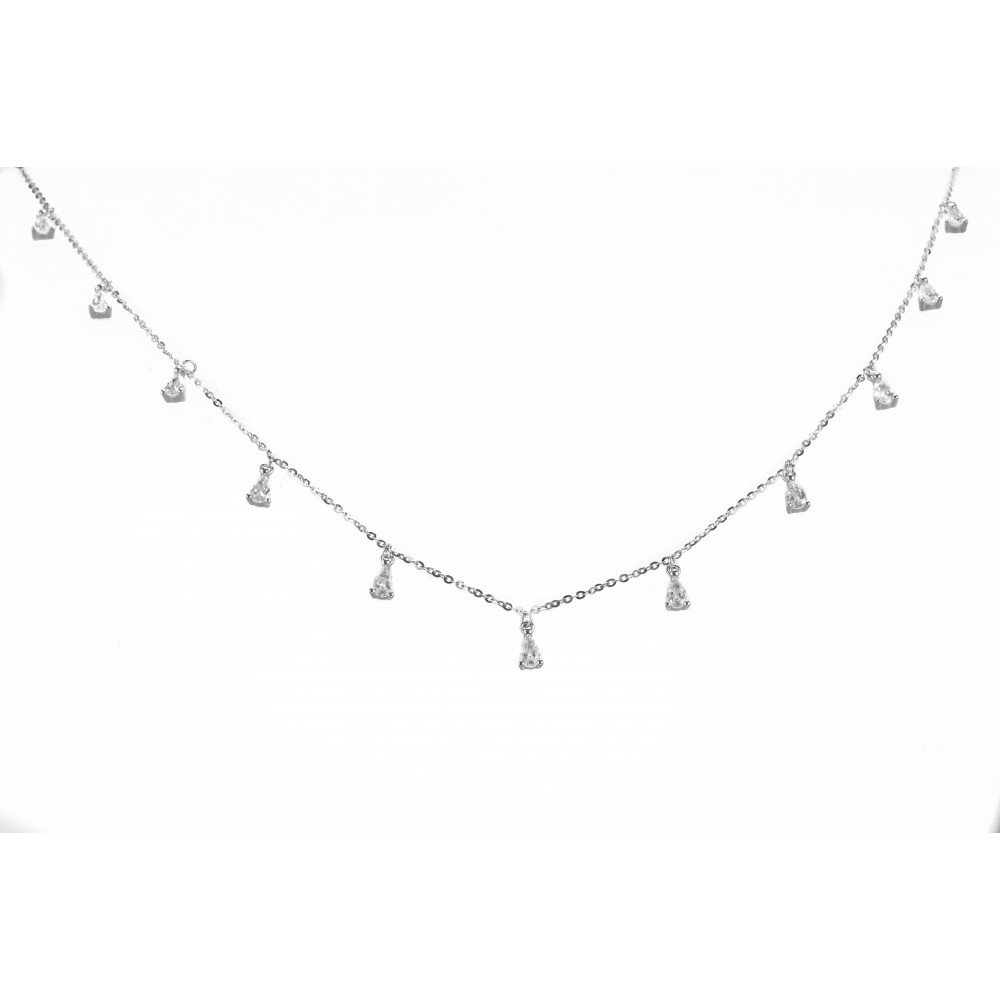 Γυναικείο Kολιέ Λευκά Κρύσταλλα Ασήμι 925 KSE164