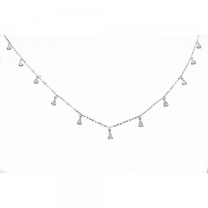 Γυναικείο Kολιέ Λευκά Κρύσταλλα Ασήμι 925 KSE164