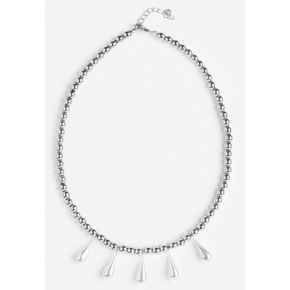 Γυναικείο Κολιέ Ασημί Ατσάλι με Αιματίτη KLS017