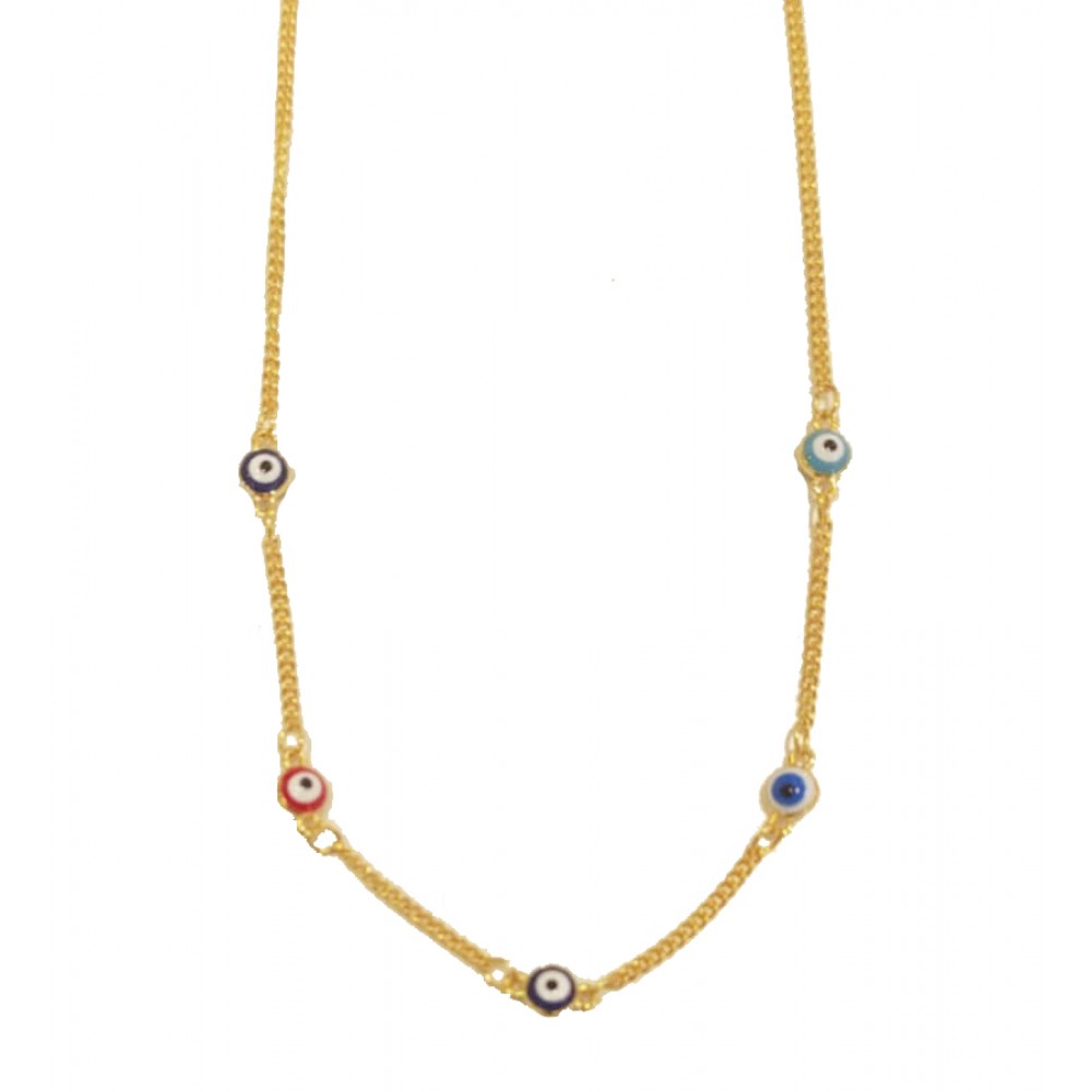  Γυναικείο Kολιέ Πολύχρωμα Ματάκια Επίχρυσο Ασήμι 925 KSE043