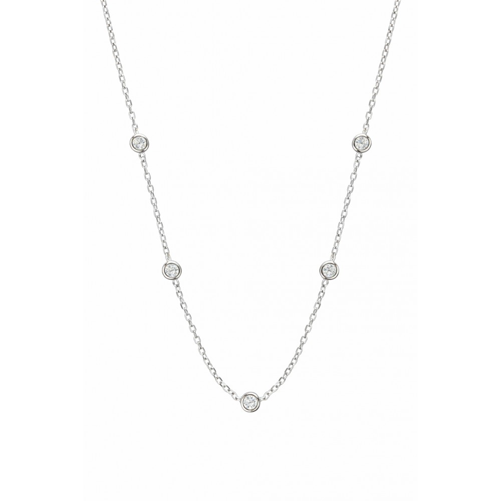 Γυναικείο Κολιέ από Ασήμι 925 Επιροδιωμένο με Ζιργκόν Στοιχεία KS-075