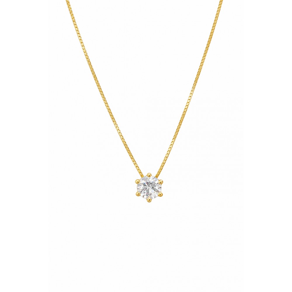 Γυναικείο Κολιέ από Ασήμι 925 Επιροδιωμένο με Λευκό Κρύσταλλο KS-069