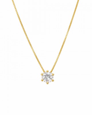 Γυναικείο Κολιέ από Ασήμι 925 Επιροδιωμένο με Λευκό Κρύσταλλο KS-069