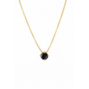 Γυναικείο Κολιέ από Ασήμι 925 Επιροδιωμένο με Μαύρο Κρύσταλλο KS-068