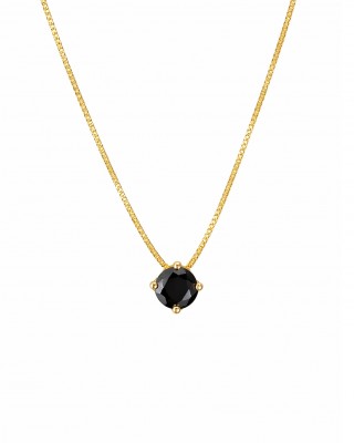 Γυναικείο Κολιέ από Ασήμι 925 Επιροδιωμένο με Μαύρο Κρύσταλλο KS-068