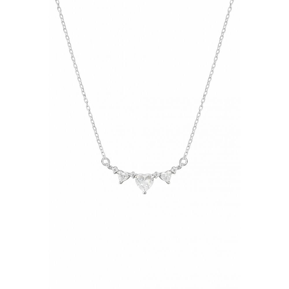 Γυναικείο Κολιέ με Καρδιές Ασήμι 925 Επιροδιωμένο  KS-077