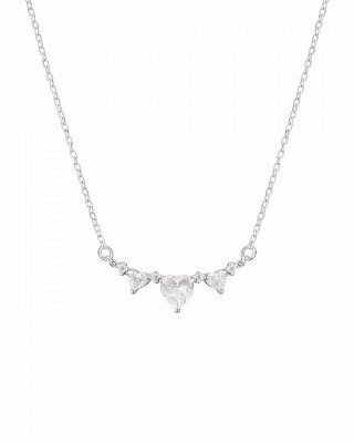 Γυναικείο Κολιέ με Καρδιές Ασήμι 925 Επιροδιωμένο  KS-077