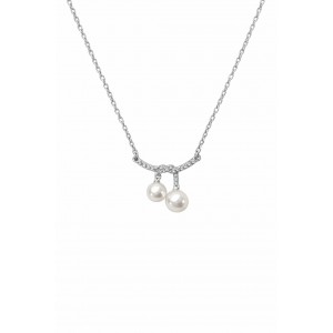 Γυναικείο Κολιέ Ροδιωμένο Ασήμι 925 με Πέρλες KS-051