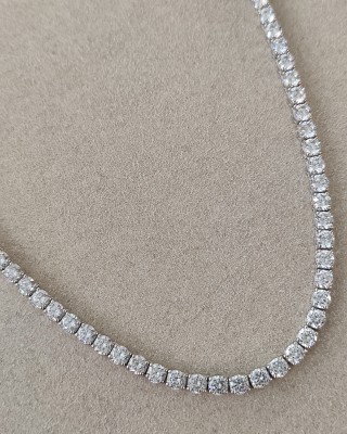 Γυναικείο Kολιέ Ριβιέρα Tennis Λευκά  Ζιργκόν 5 mm 42cm Ασήμι 925 KSE-168
