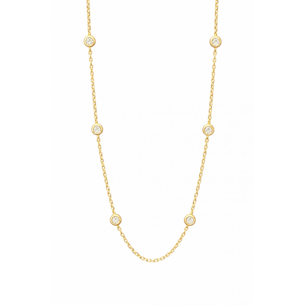 Γυναικείο Κολιέ από Ασήμι 925 Επιχρυσωμένο Επιροδιωμένο με Ζιργκόν Στοιχεία KS-063