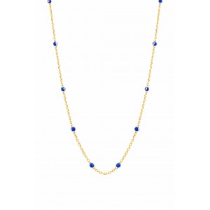 Γυναικείο Κολιέ με Μπλε Ματάκια από Ασήμι 925 Επιχρυσωμένο KS-056