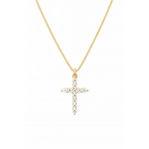 Γυναικείο Κολιέ από Ασήμι 925 Επιροδιωμένο με Σταυρό και Ζιργκόν KS-057