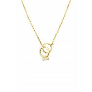 Γυναικείο Κολιέ από Ασήμι 925 Επιχρυσωμένο με Κρίκους και Μονόπετρο Ζιργκόν KS-060