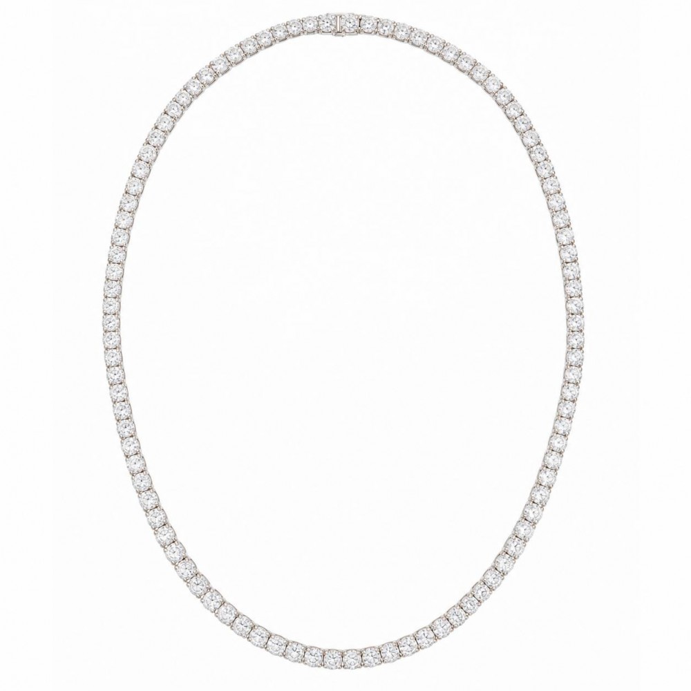Γυναικείο Kολιέ Ριβιέρα Tennis Λευκά  Ζιργκόν 5 mm 42cm Ασήμι 925 KSE-168