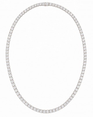 Γυναικείο Kολιέ Ριβιέρα Tennis Λευκά  Ζιργκόν 5 mm 42cm Ασήμι 925 KSE-168