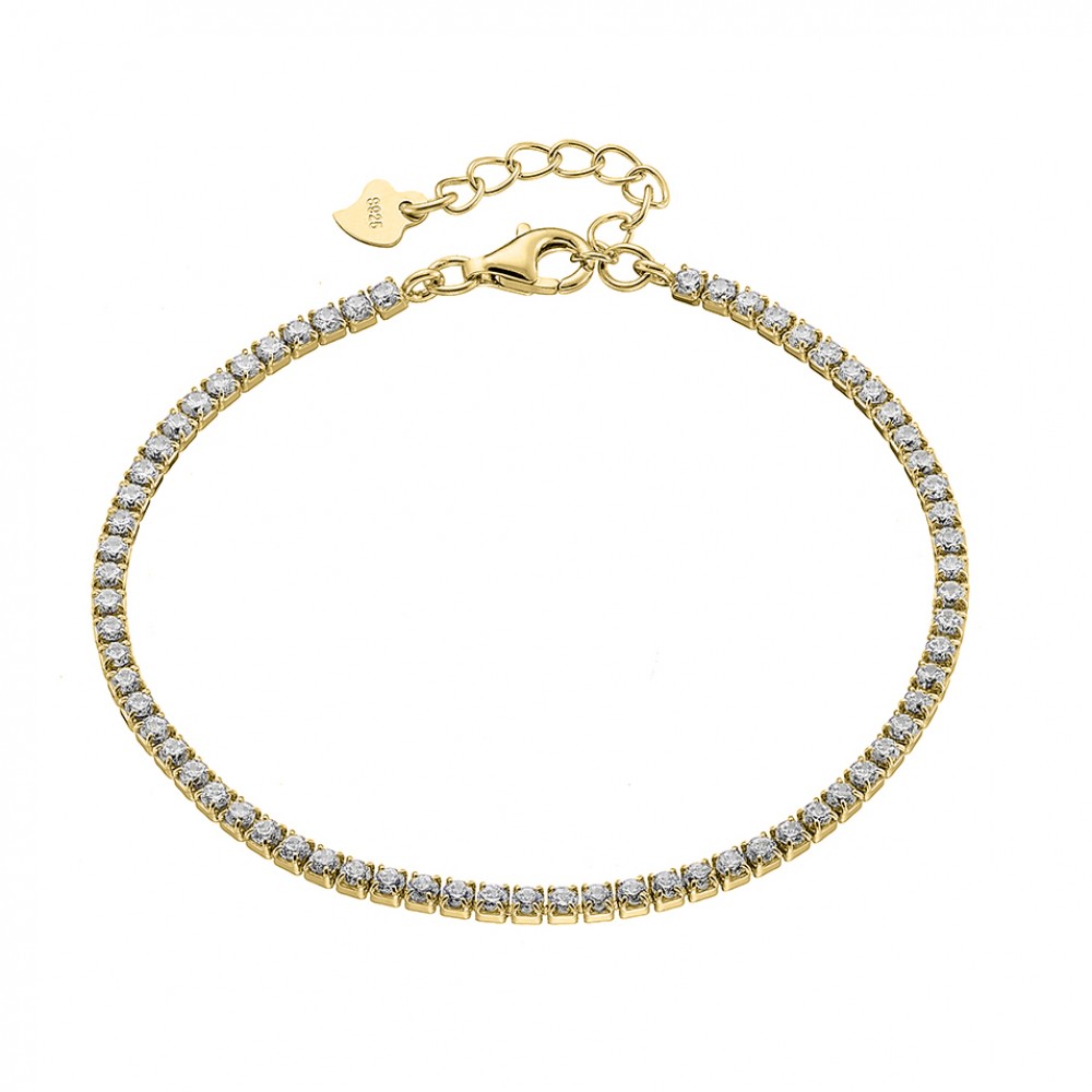 Βραχιόλι από επιχρυσωμένο ασήμι 925° Tennis Ριβιέρα 3mm KS-038