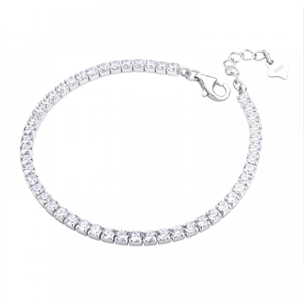 Βραχιόλι Ριβιέρα 3mm με Λευκά Ζιργκόν Ασήμι 925 KSE108