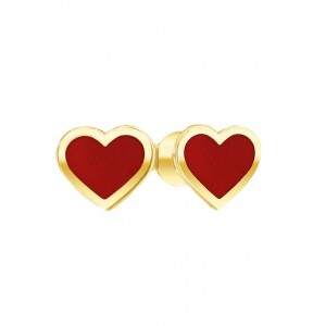 Παιδικά Σκουλαρίκια Καρδιά Κόκκινη Χρυσά 9Κ