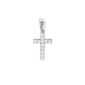 Μικρός Σταυρός Λευκόχρυσος 18Κ με Μπριγιάν
