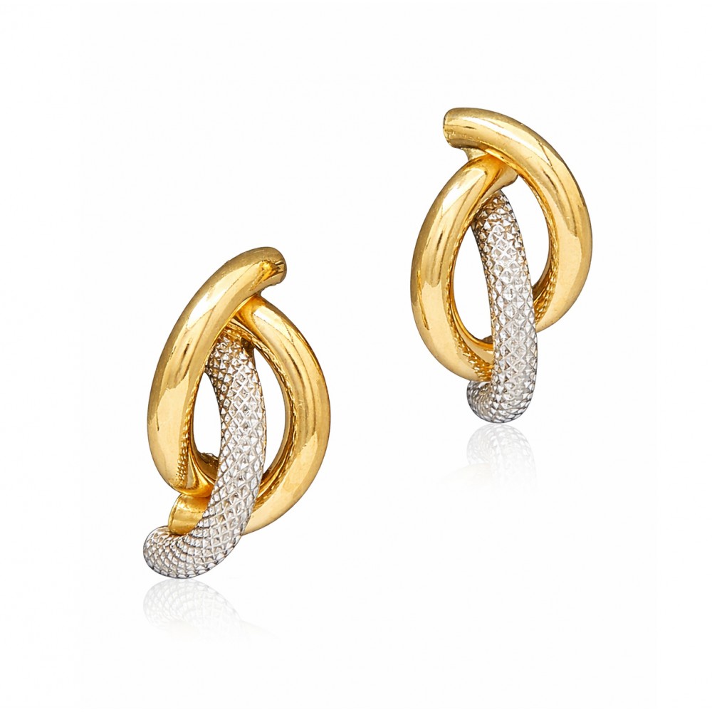 Χρυσά Σκουλαρίκια 9Κ Δίχρωμα Λευκόχρυσο & Χρυσό