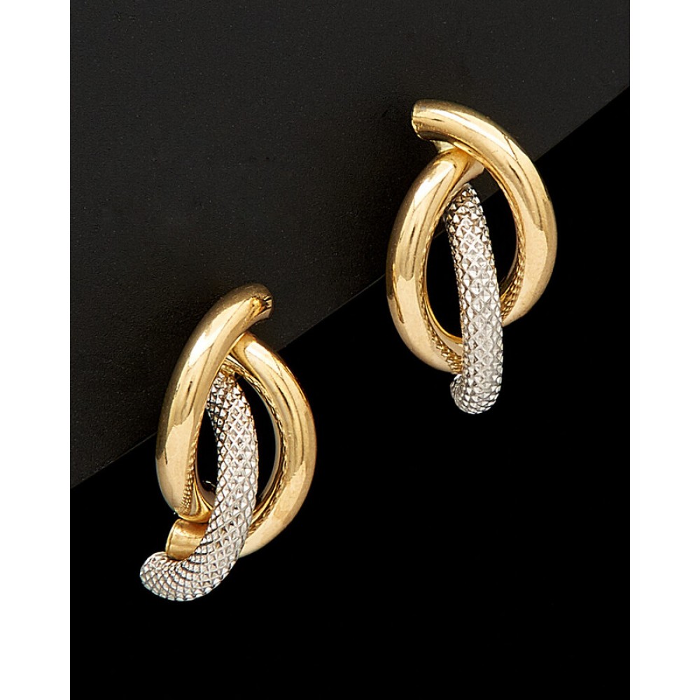 Χρυσά Σκουλαρίκια 9Κ Δίχρωμα Λευκόχρυσο & Χρυσό