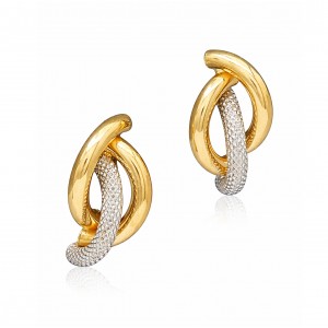 Χρυσά Σκουλαρίκια 9Κ Δίχρωμα Λευκόχρυσο & Χρυσό
