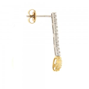 Χρυσά Σκουλαρίκια 14Κ Ριβιέρες σειρέ με Ροζέτα Δίχρωμοι 