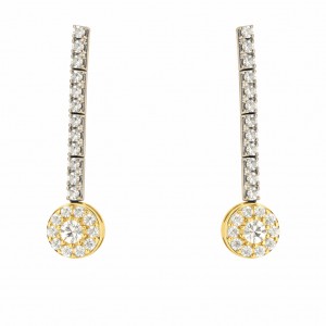 Χρυσά Σκουλαρίκια 14Κ Ριβιέρες σειρέ με Ροζέτα Δίχρωμοι 