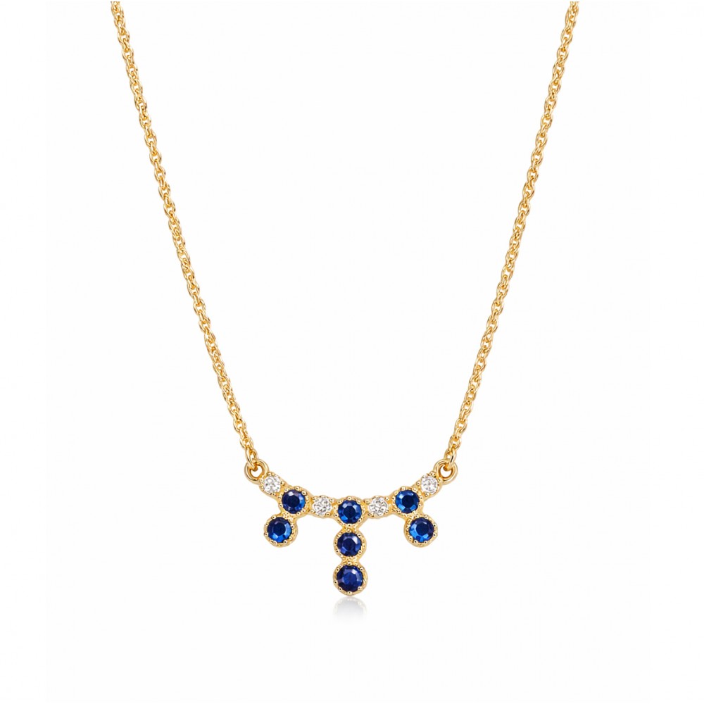 Γυναικείο κολιέ Χρυσό 9Κ Μπλε & Λευκά Ζιργκόν